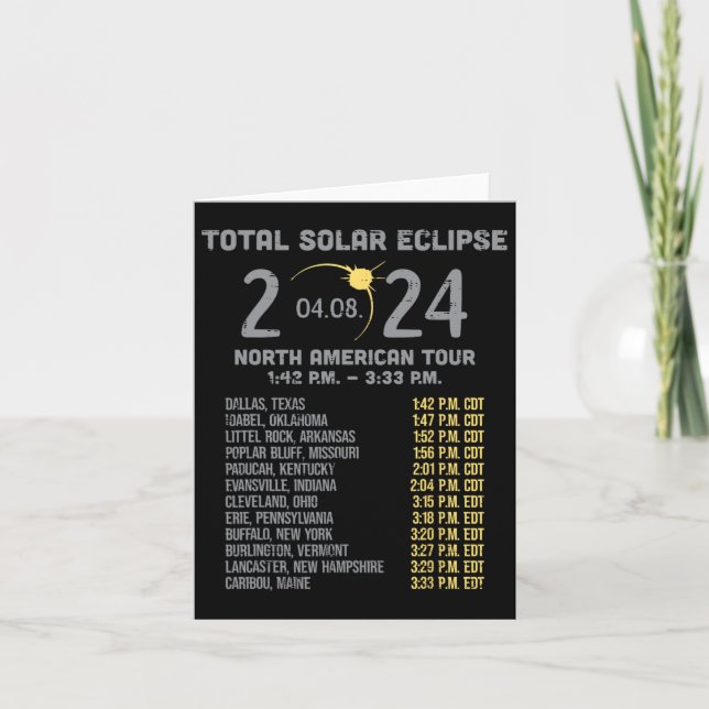 Tarjeta Eclipse solar 2024 Totalidad Abril 8 Hombres Mujer (Anverso)