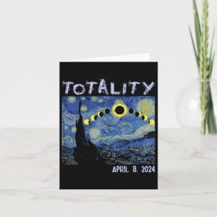 Tarjeta Eclipse solar 2024 Totalidad de arte Abril 8 Hombr