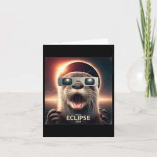 Tarjeta Eclipse solar de los hombres de selfie Otter Kids