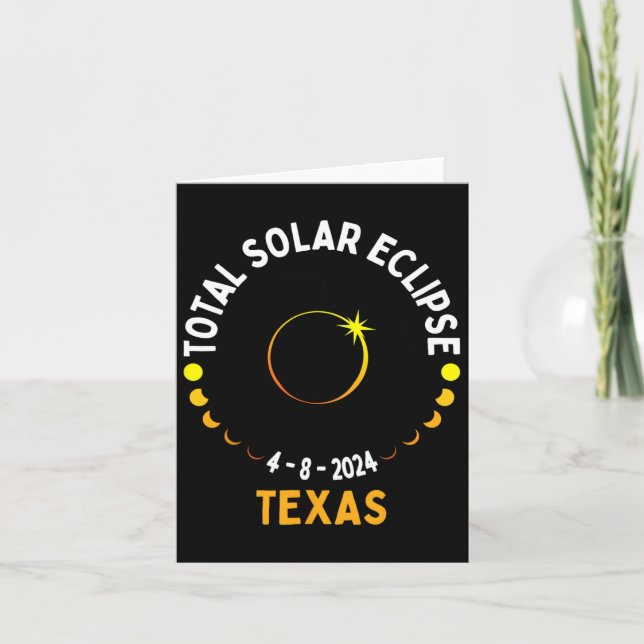 Tarjeta Eclipse solar de Texas 2024 Fiesta Mapa total de E (Anverso)