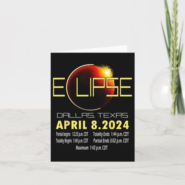 Tarjeta Eclipse solar de Texas 2024 Funny Eclipse Solar en (Anverso)