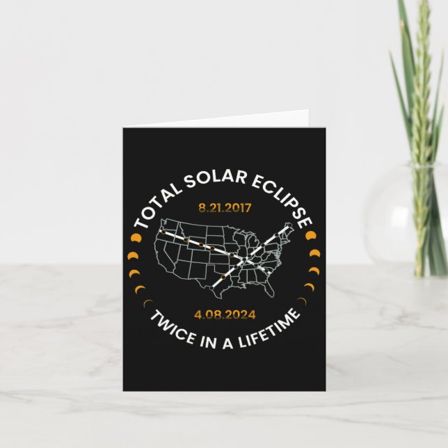 Tarjeta Eclipse Solar Dos Veces En La Vida 2024 Total Sola (Anverso)