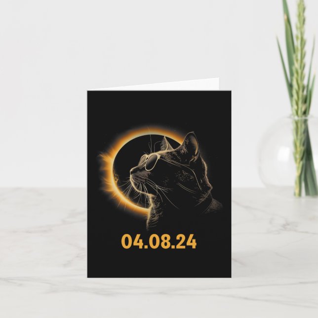 Tarjeta Eclipse solar Gato Eclipse solar Gafas Fun Gato (Anverso)