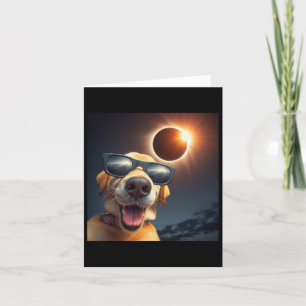 Tarjeta Eclipse solar selfie con gles y amantes del perro