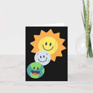 Tarjeta Eclipse solar Super Cute Earth Moon Sun 2024 Graci