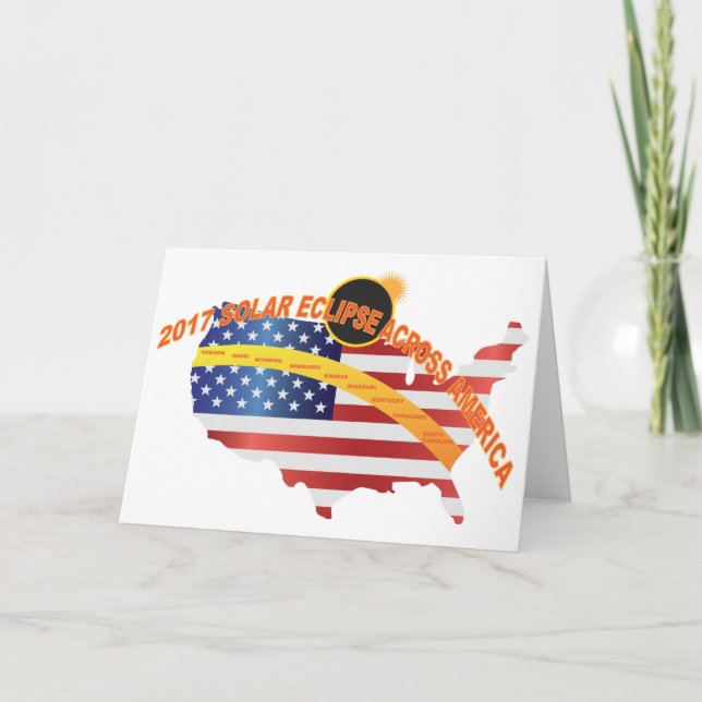 Tarjeta Eclipse solar total 2017 a través del mapa de los (Anverso)