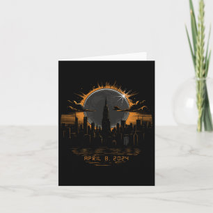 Tarjeta Eclipse solar total 2024 Abril 8 Nueva York