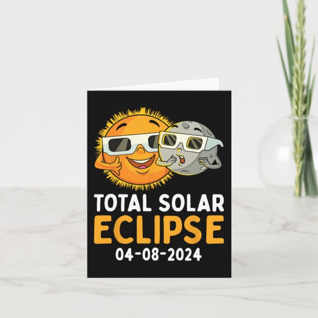 Tarjeta Eclipse solar total 2024 Glasses Divertido Sol Lun (Anverso)