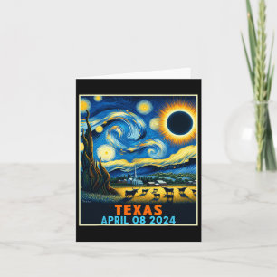 Tarjeta Eclipse solar total 2024 Texas Vintage Starry Nigh