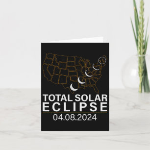 Tarjeta Eclipse solar total 8 de abril de 2024 America Usa