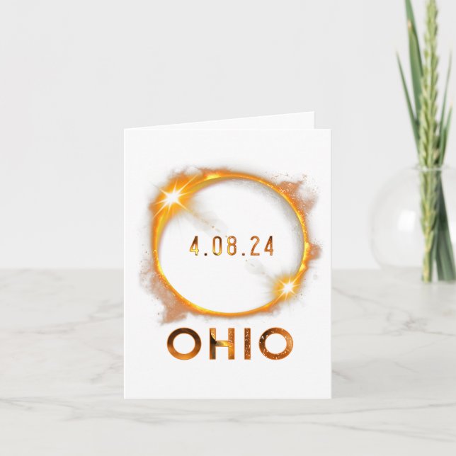 Tarjeta Eclipse solar total de Ohio 8 de abril de 2024 Ohi (Anverso)