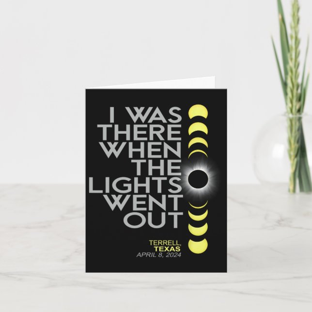 Tarjeta Eclipse solar total de Terrell Texas 2024 (Anverso)