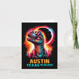 Tarjeta Eclipse solar total de Texas 2024 T Rex Dinosaur