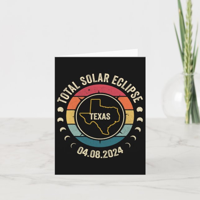Tarjeta Eclipse solar total de Texas 2024 Totalidad americ (Anverso)