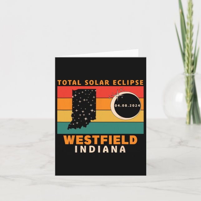 Tarjeta Eclipse solar total de Westfield Indiana 2024 (Anverso)