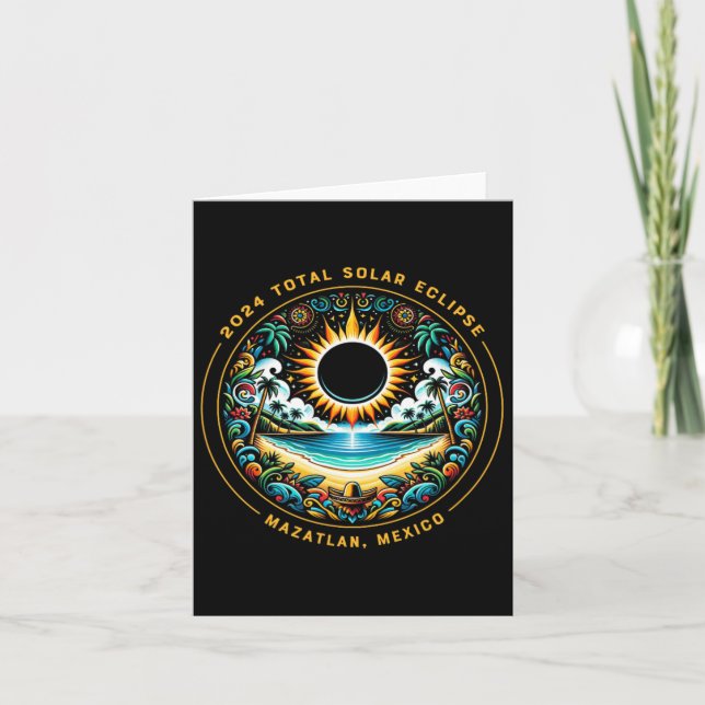 Tarjeta Eclipse solar total Mazatlán México - Playa mexica (Anverso)