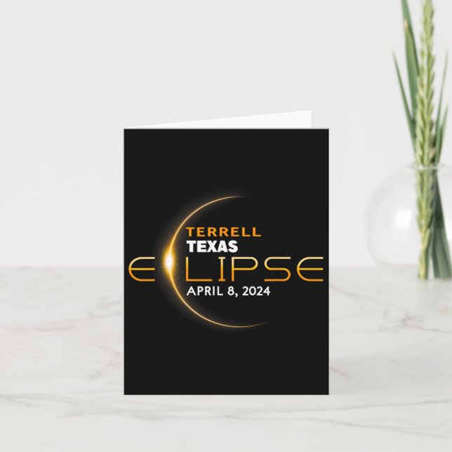 Tarjeta Eclipse solar total Terrell Texas 2024  (Anverso)