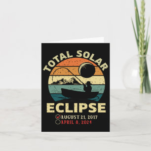 Tarjeta Eclipse solar vintage 2024 Pesca total abril