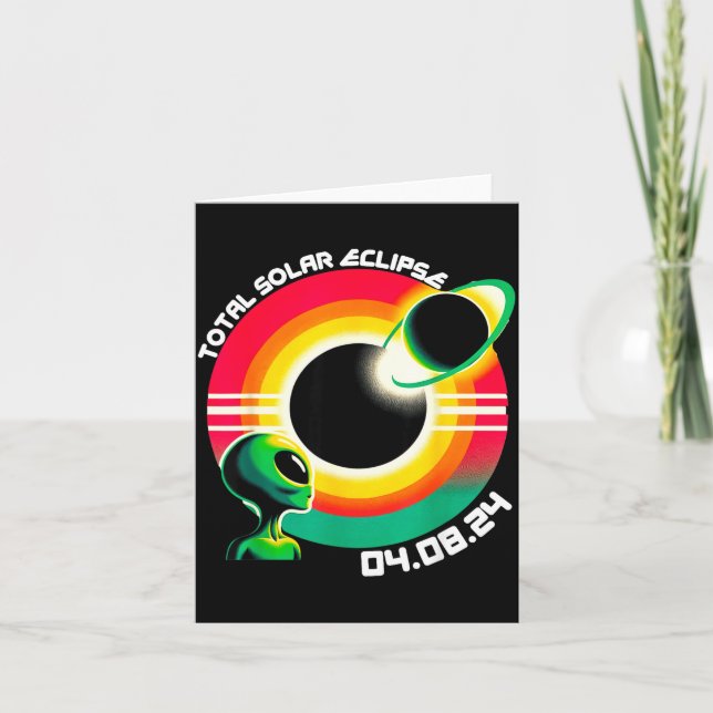 Tarjeta Eclipse Total Solar Alien Divertido 4 (Anverso)
