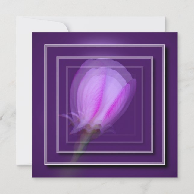 Tarjeta Eco de brote de primavera rosada y morada (Anverso)