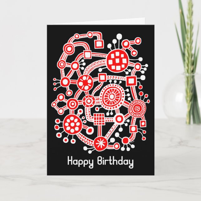 Tarjeta Ecosistema III - Blanco y rojo sobre negro (Anverso)