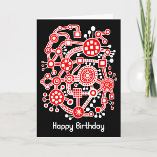 Tarjeta Ecosistema III - Blanco y rojo sobre negro