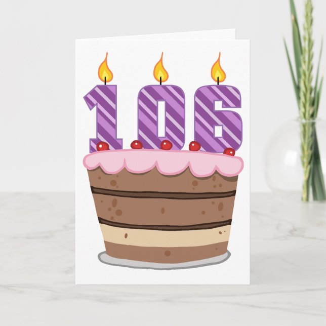 Tarjeta Edad 106 en la torta de cumpleaños (Anverso)