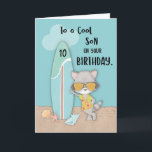 Tarjeta Edad 10 Son Birthday Beach Funny Guay Raccoon<br><div class="desc">Una celebración especial está a punto de ocurrir muy pronto. Será el feliz décimo cumpleaños de tu hijo. ¿Pero esperen? ¿Todavía no tienes esa tarjeta perfecta para darle una vez que llegue ese día? No teman, aquí está la tarjeta exacta que será perfecta para un vagabundo de verano como él....</div>