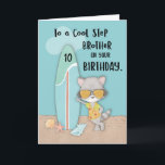 Tarjeta Edad 10 Step Hermano Birthday Beach Funny Raccon<br><div class="desc">Ya desde hoy deberías recibir una copia de esta tarjeta de diversión que puedes darle a tu hermanastro en la celebración de su décimo cumpleaños. Una vez que vea esto seguramente disfrutará del mensaje corto pero divertido que esta tarjeta comparte.</div>