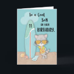 Tarjeta Edad 11 Son Birthday Beach Funny Guay Raccoon<br><div class="desc">Tu hijo de doce celebrará otro año muy pronto. Antes de que eso ocurra,  debes tener esta tarjeta lista para enviarle divertidos saludos de cumpleaños. Antes de poder hacerlo,  primero debe pedir una copia de esta tarjeta. ¡Hazlo ahora!</div>