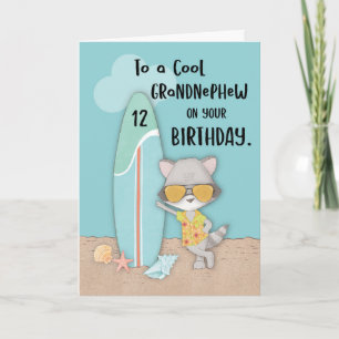Tarjeta Edad 12 Sobrino nieto Cumpleaños Playa Divertido M