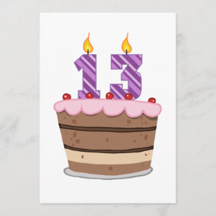 Tarjeta Edad 13 en el pastel de cumpleaños