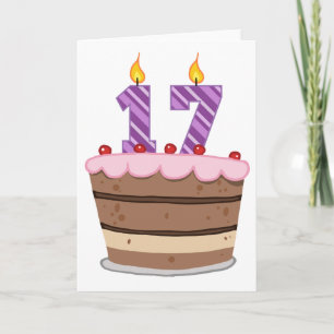 Tarjeta Edad 17 en el pastel de cumpleaños