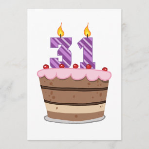 Tarjeta Edad 31 en el pastel de cumpleaños