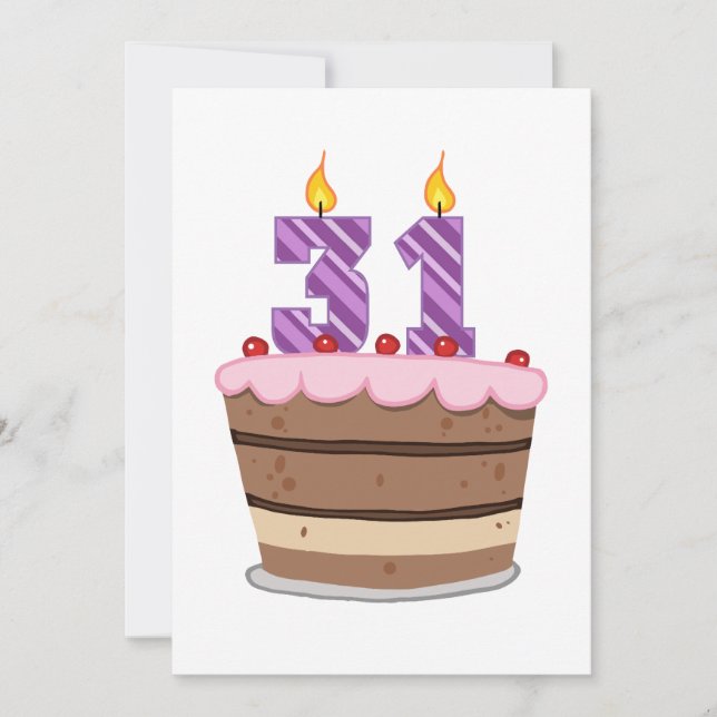 Tarjeta Edad 31 en el pastel de cumpleaños (Anverso)
