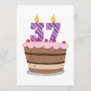 Tarjeta Edad 37 en el pastel de cumpleaños