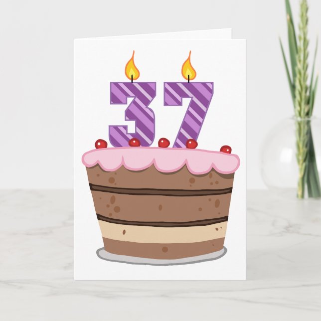 Tarjeta Edad 37 en el pastel de cumpleaños (Anverso)