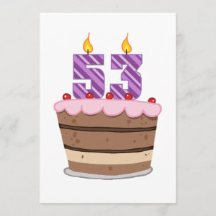Tarjeta Edad 53 en la torta de cumpleaños