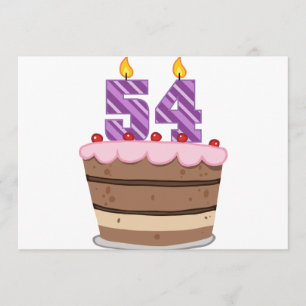 Tarjeta Edad 54 en la torta de cumpleaños