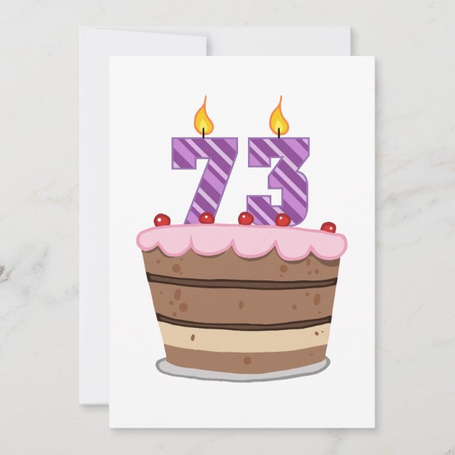 Tarjeta Edad 73 en el pastel de cumpleaños (Anverso)