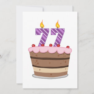 Tarjeta Edad 77 en el pastel de cumpleaños