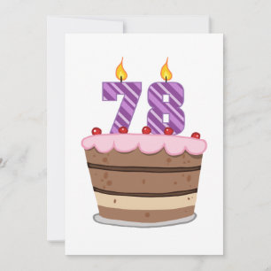 Tarjeta Edad 78 en el pastel de cumpleaños