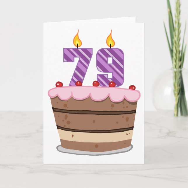 Tarjeta Edad 79 en el pastel de cumpleaños (Anverso)