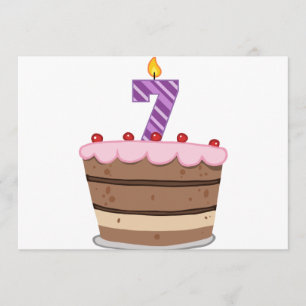 Tarjeta Edad 7 en la torta de cumpleaños
