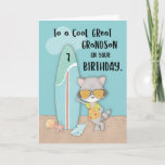 Tarjeta Edad 7 Gran Abuelo Birthday Beach Funny Raccoon<br><div class="desc">Desee a su bisnieto un cumpleaños "BEACHY" una vez que cumpla siete años con esta genial tarjeta de mapache. Lo verás en la cubierta sosteniendo una tabla de surf y todo está listo para montar las olas. Esta sería la mejor tarjeta de verano divertida que puedes darle a tu bisnieto....</div>