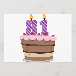 Tarjeta Edad 81 en la torta de cumpleaños