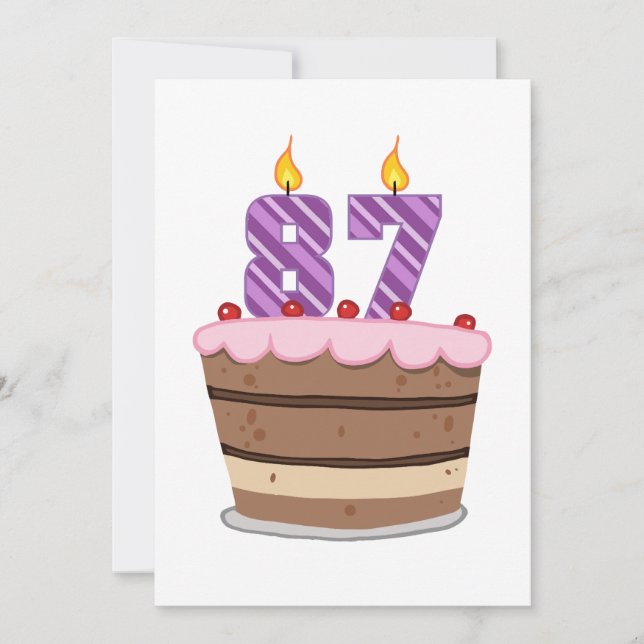 Tarjeta Edad 87 en el pastel de cumpleaños (Anverso)