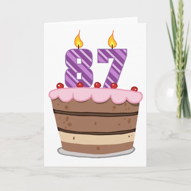 Tarjeta Edad 87 en pastel de cumpleaños (Anverso)