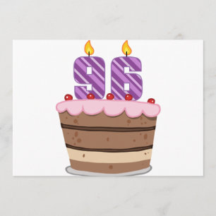 Tarjeta Edad 96 en la torta de cumpleaños