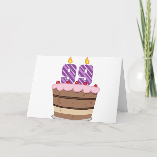 Tarjeta Edad 99 en el pastel de cumpleaños (Anverso)